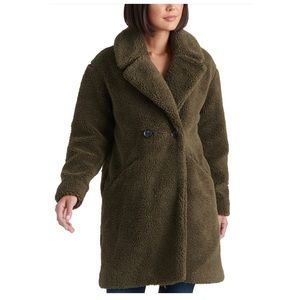 Lucky Brand Double Breasted Teddy Faux Fur Coat